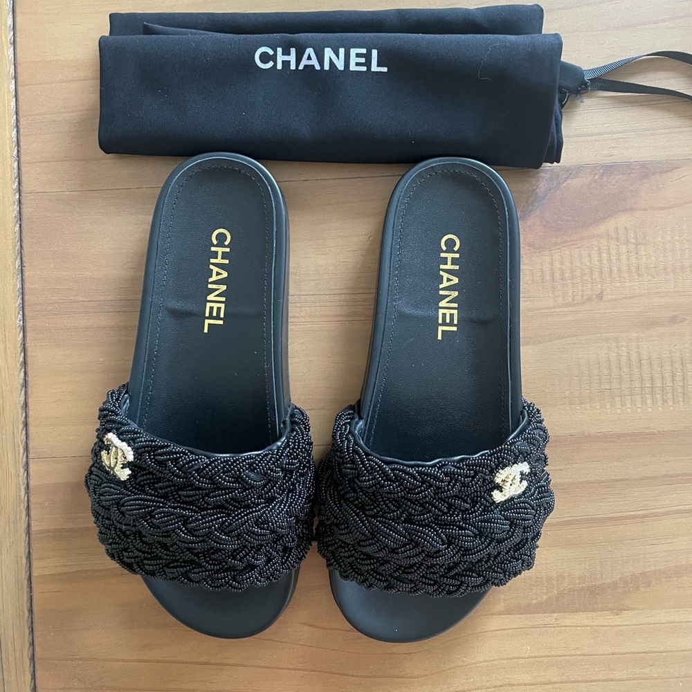 Never Worn. Women's CC slides. Size 8. Black